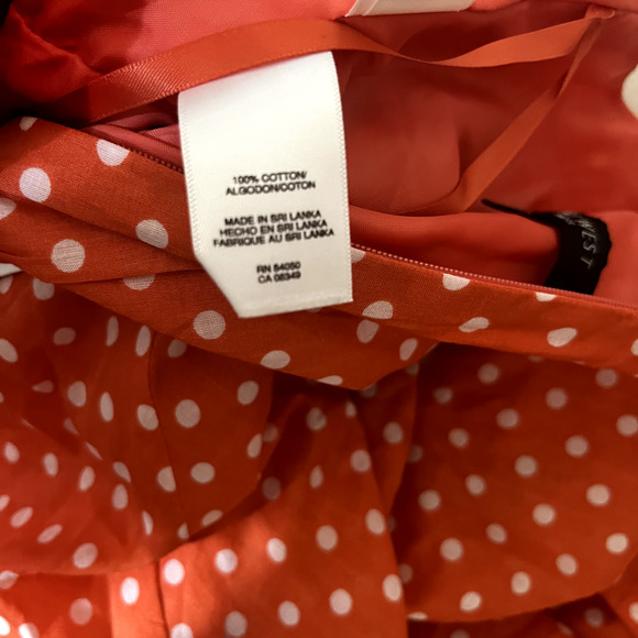 Nine West Orange Polka Dot Dress Belted Pin-up Rockabilly Retro Full Skirt Sz 4 - Picture 7 of 7
